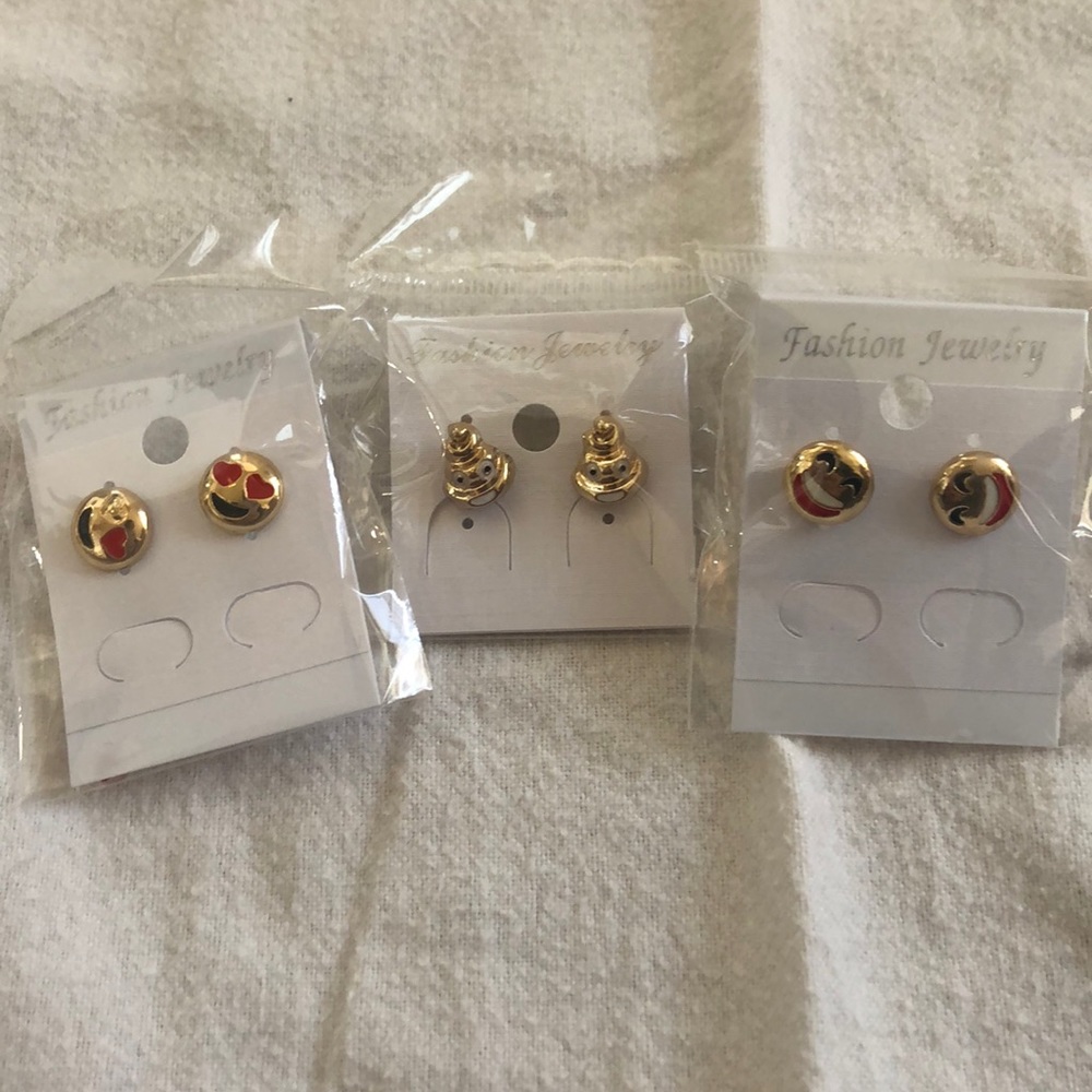 3 Pack of Emoji Earrings